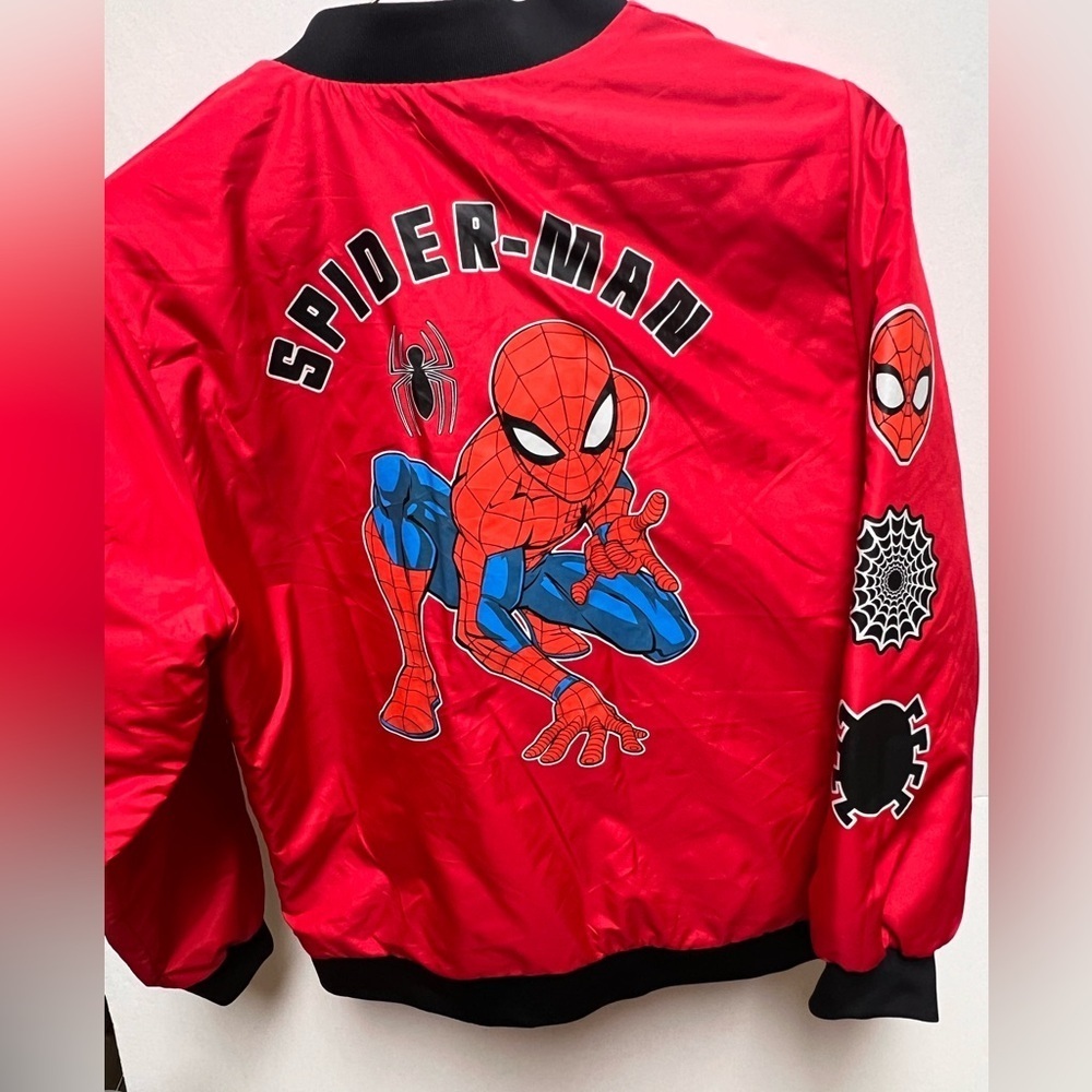 SPIDER-MAN”TO THE RESCUE” RED BOMBER JACKET. MARVEL THEMED BOYS SIZE 18 - Picture 4 of 6